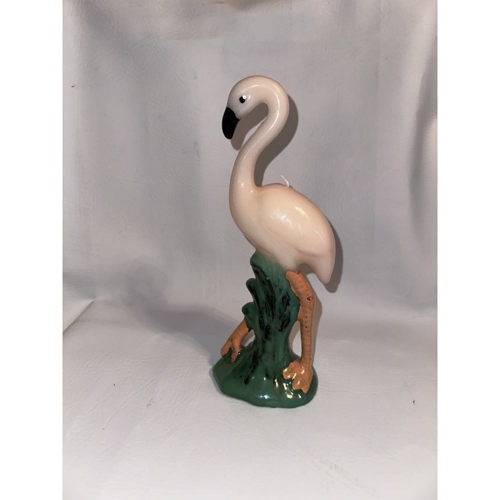 Rare Vintage 1950's Mid Century Pink Flamingo Large Retro Candle Unused Bird Vtg